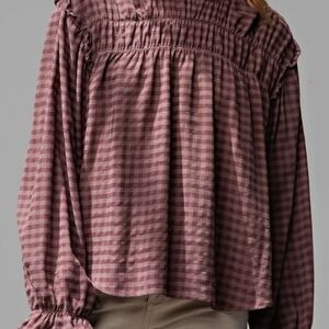 Gingham Long Sleeve Blouse